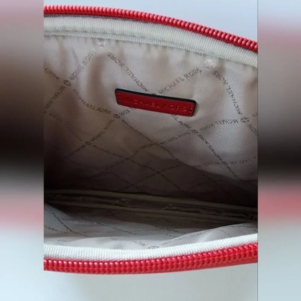 Michael Kors KALI  iPAD Case Tote Satchel Chili Red, Gold Adjustable Crossbody